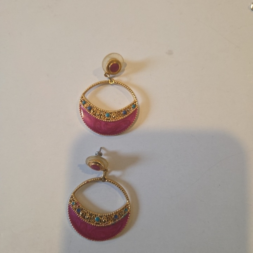 Elegant Pink and Gold Earrings